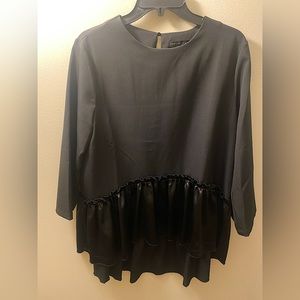 English Factory Black Silky Bottom Blouse: L